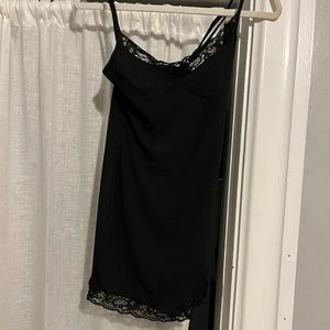 black lace trim mini dress
